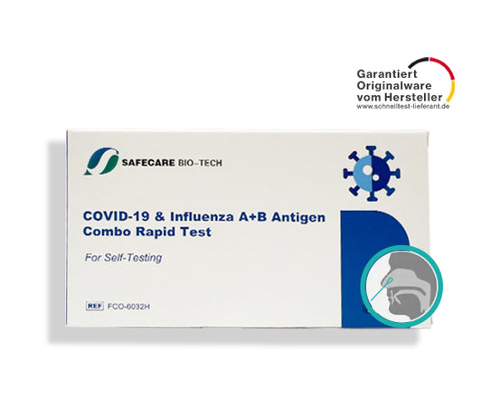 3in1 Safecare® Combo: Influenza A/B & COVID-19 Corona Schnelltest für Laien (Selbsttest) - Einzeln verpackt